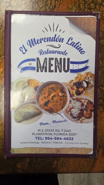 The printed menu